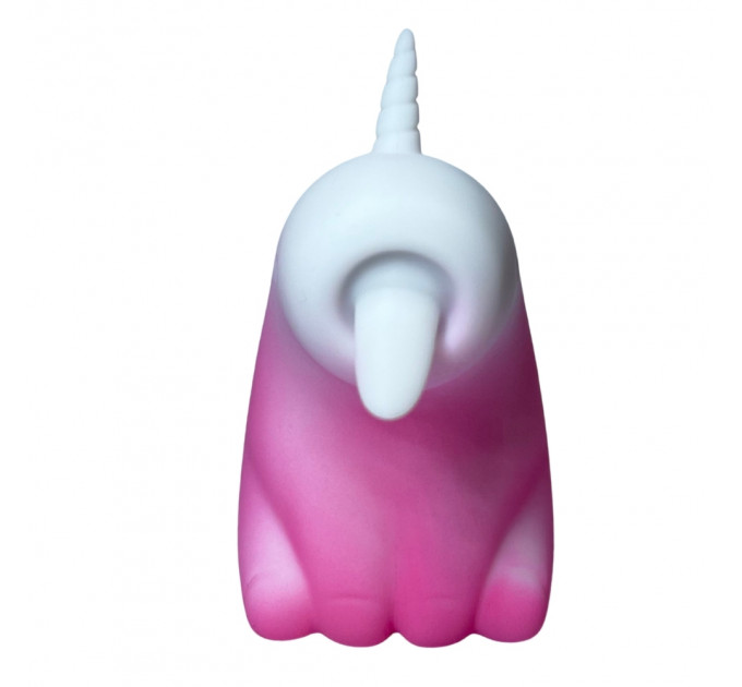 Стимулятор клитора с длинным вращающимся язычком UNIVIBE Единорог, 10 режимов, градиент бело-розовый