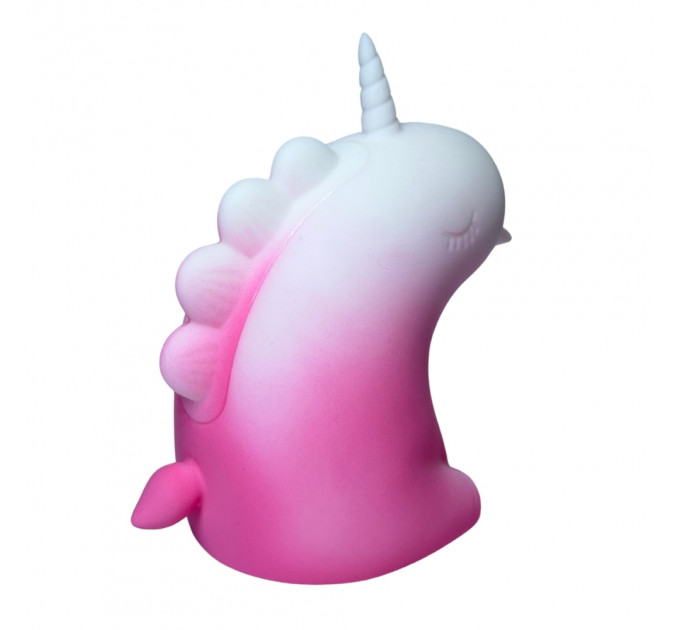 Стимулятор клитора с длинным вращающимся язычком UNIVIBE Единорог, 10 режимов, градиент бело-розовый