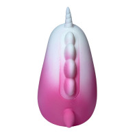 Стимулятор клітора з довгим обертовим язичком UNIVIBE Єдиноріг, 10 режимів, градієнт біло-рожевий