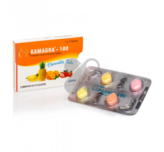 Таблетки для потенції Kamagra 100 Chewable Tabs за 1 упаковку (4 табл.)