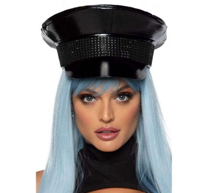 Военная шляпа со стразами One Size Rhinestone Trimmed Military Hat от Leg Avenue, черная