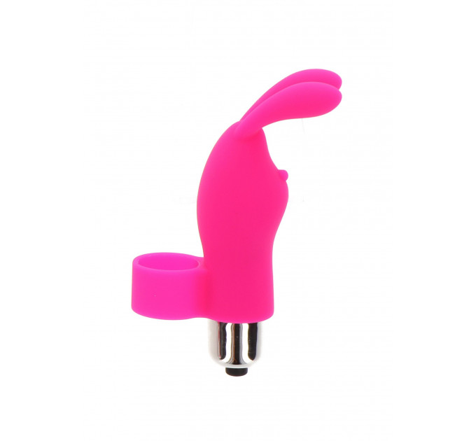 Вибратор на палец с кроликом TOY JOY розовый, 10 х 2.6 см