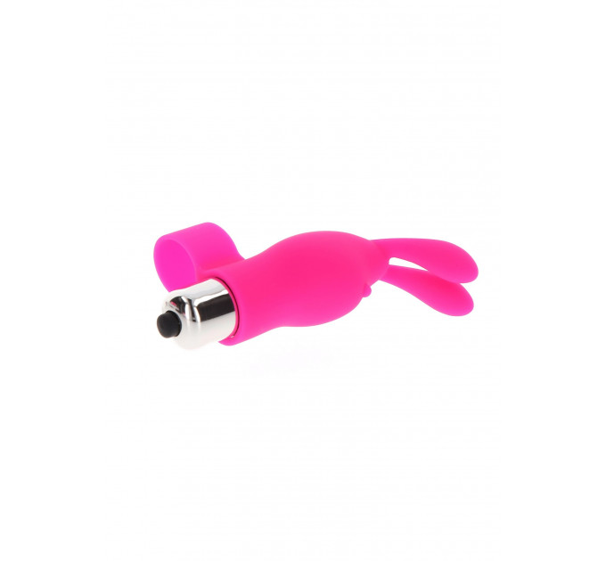 Вибратор на палец с кроликом TOY JOY розовый, 10 х 2.6 см