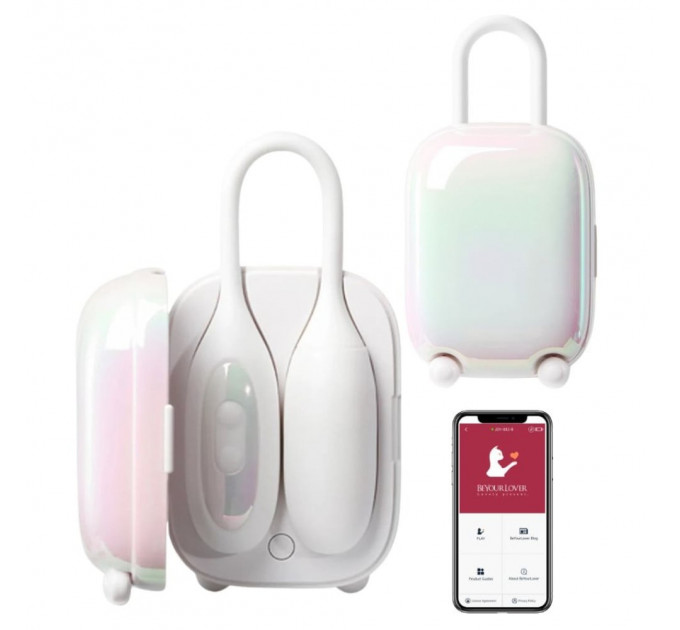 Віброяйце та вакуумний стимулятор для клітора 2 в1 BeYourLover Magic Suitcase в зарядному кейсі, білий