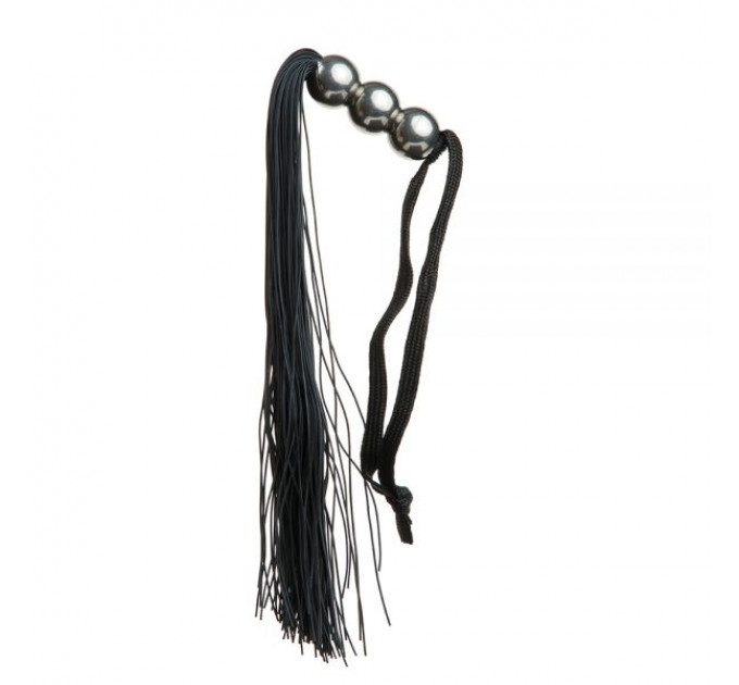 F61431 батіг з силікону ручка 3 кульки FLOGGER BLACK METAL