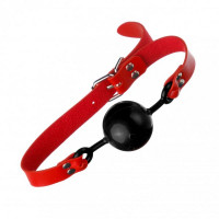 Кляп з екошкіри Loveshop Latex BREATHABLE BALL Gag RED / BLACK