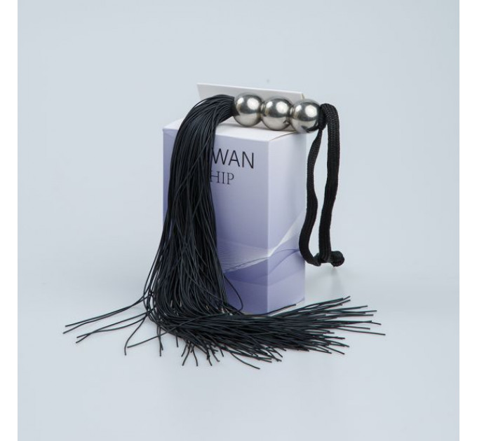 F61431 батіг з силікону ручка 3 кульки FLOGGER BLACK METAL
