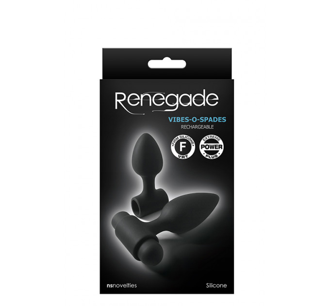 T280755 набір анальних пробок з вібрацією RENEGADE VIBES-O-SPADES BLACK