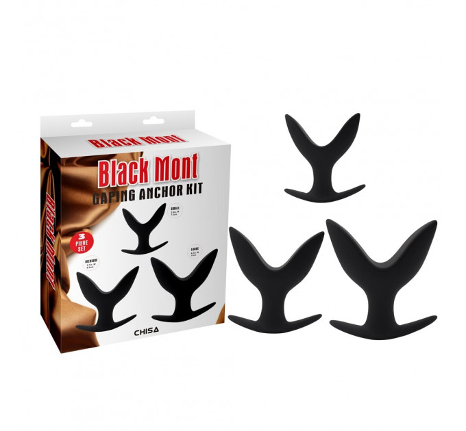 Анальна пробка Chisa Black Mont з пелюстками, ЛОТОС, чорний, L
