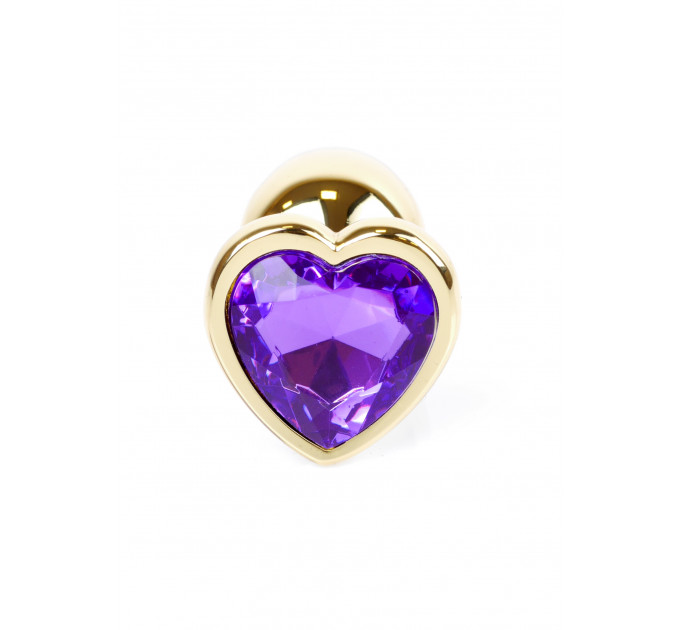 Анальная пробка с фиолетовым камнем, сердце Jewellery