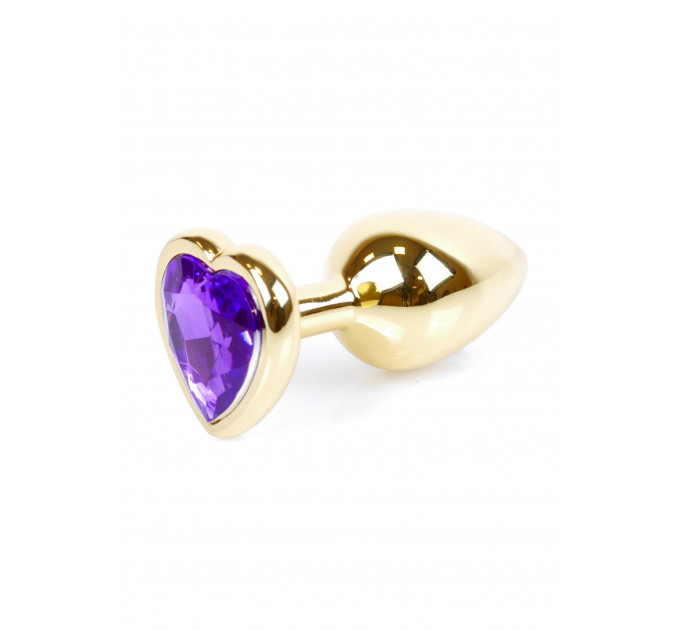 Анальная пробка с фиолетовым камнем, сердце Jewellery