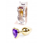 Анальная пробка с фиолетовым камнем, сердце Jewellery