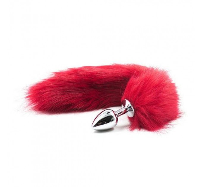 Анальная пробка S лисий хвост DS Fetish Anal plug S faux fur fox tail Red polyeste