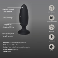 Анальна пробка Sweet Em, чорна, S, 12.5 х 5.5 см