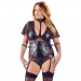 Боди с молнией на промежности Cottelli Body Bondage в БДСМ стиле, черное, 2XL