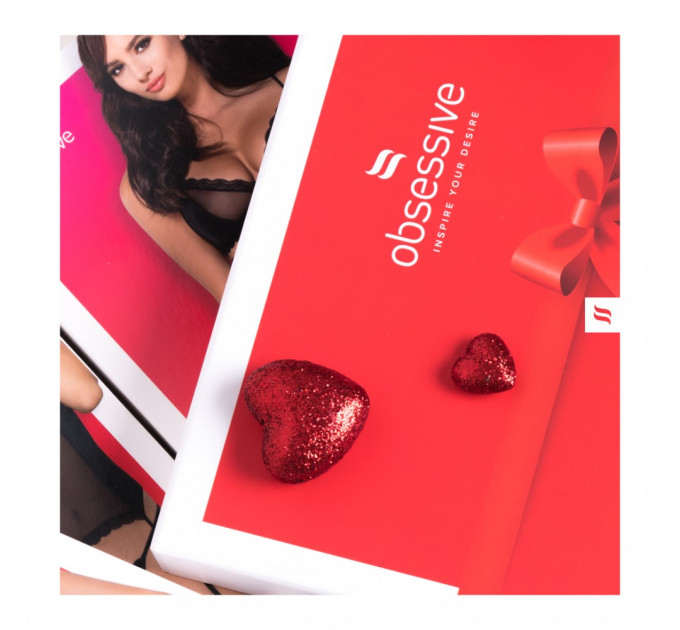 Чулки с поясом Obsessive S207 XL/XXL черные