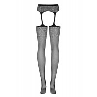 Панчохи з поясом Obsessive S207 XL/XXL чорні