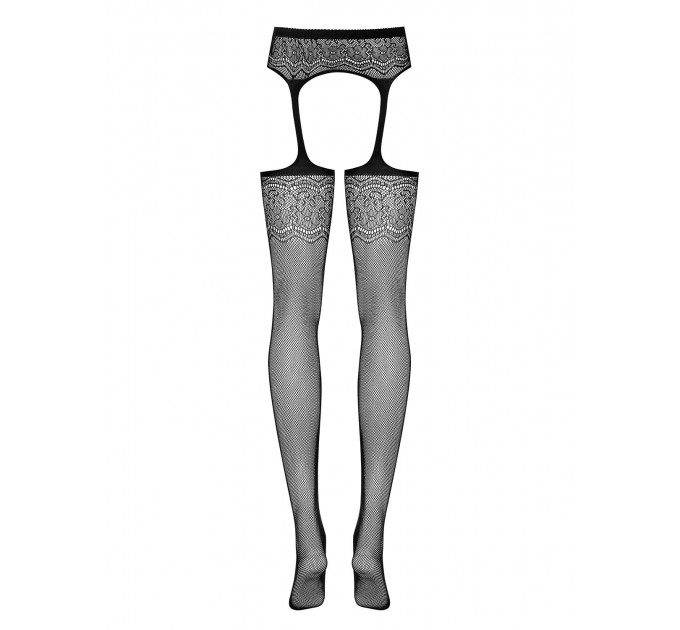 Чулки с поясом Obsessive S207 XL/XXL черные