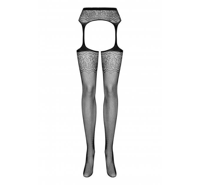 Чулки с поясом Obsessive S207 XL/XXL черные