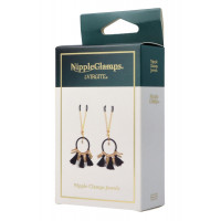 Декоративные золотые зажимы для сосков Virgite Nipple Clamps с черными кисточками