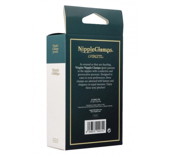 Декоративні золоті затискачі для сосків Virgite Nipple Clamps з чорними пензликами