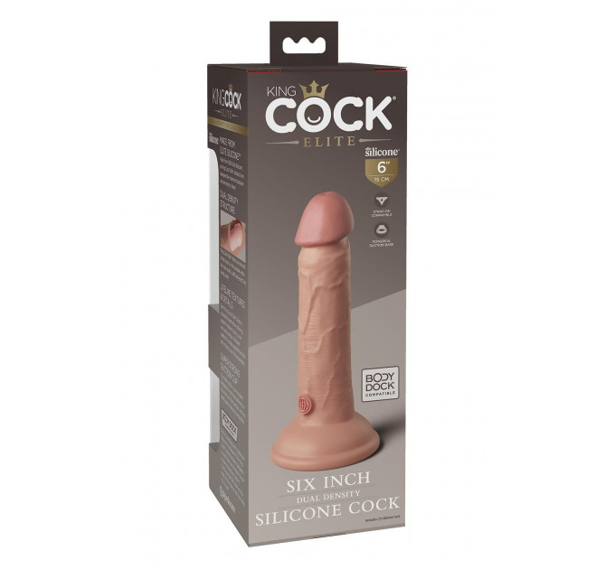 Елітний реалістичний фалоімітатор Pipedream King Cock Elite на присосці, бежевий