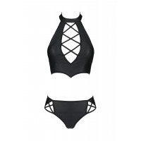 Комплект белья с вставками со стреп-ленты NANCY BIKINI black S/M - Passion