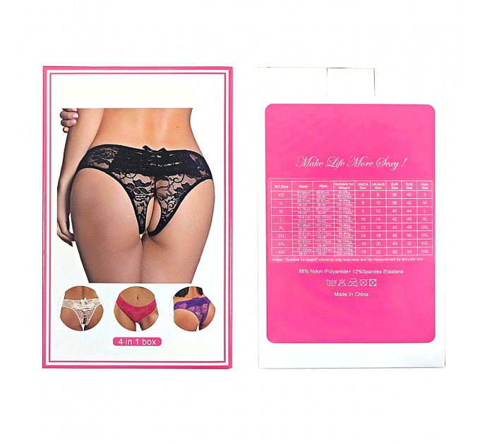 Мереживні труси з доступом Star Night, чорні, L