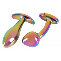 Набір металевих райдужних анальних пробок Anos Metal Butt Plug Set, 2 шт.
