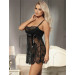 Пеньюар зі стрінгами Star Night з мереживом, чорний, M-L
