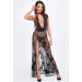 Платье длинное Divinity F312 Noir Handmade, с глубоким декольте, черное, размер S