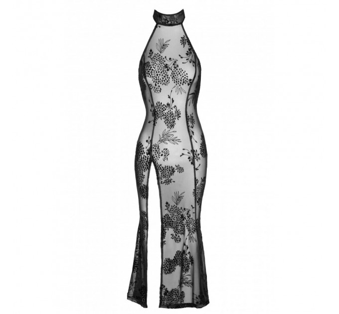 Платье длинное сексуальное с узорами M F239 Noir Handmade, черное