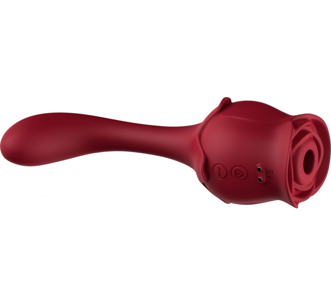 Вибратор двухсторонний с воздушной стимуляцией ROSE, красный