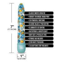 Класичний вібратор Global Novelties Prints Charming Pop Tease з яскравим принтом, блакитний