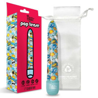 Вибратор классический Global Novelties Prints Charming Pop Tease с ярким принтом, голубой