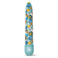 Вибратор классический Global Novelties Prints Charming Pop Tease с ярким принтом, голубой