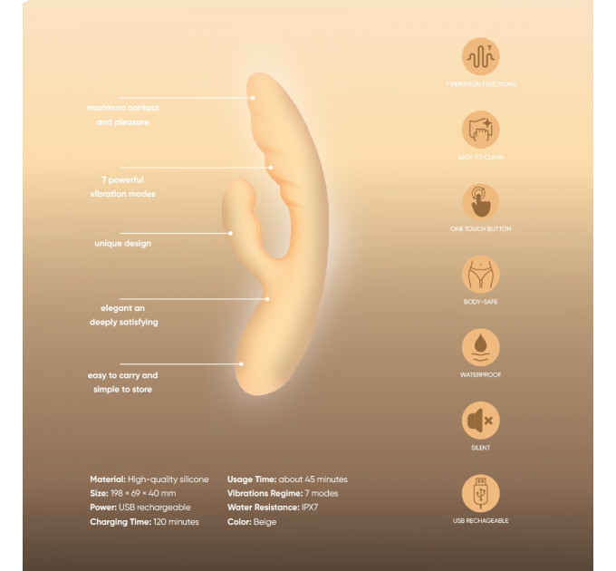 Вібратор-кролик Sweet Em, бежевий