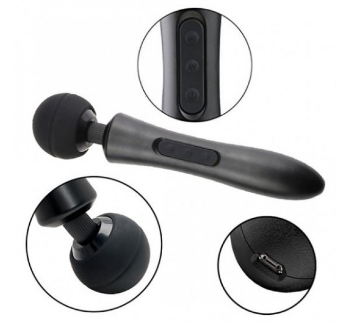 Вибратор-Микрофон с пульсацией черный Massager Ultra Powerful -Big USB