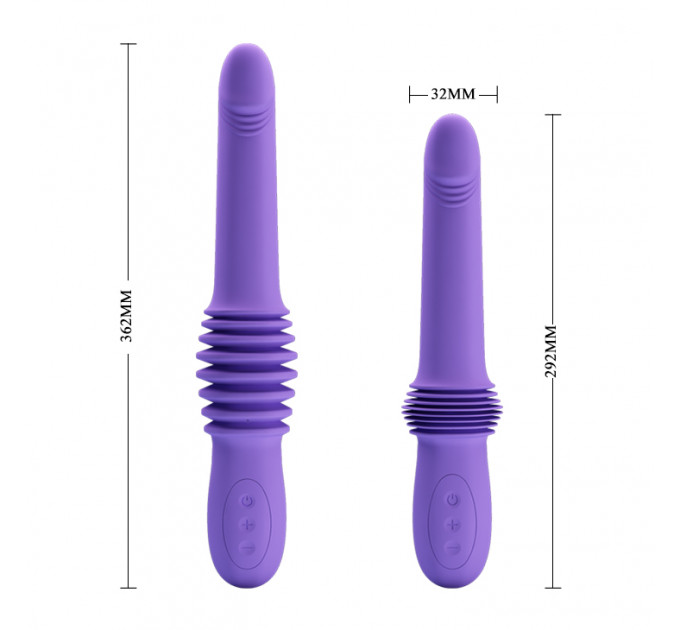 Вибратор с фрикциями Pretty Love Pazuzu Thrusting, фиолетовый, 29.2 х 3.2 см