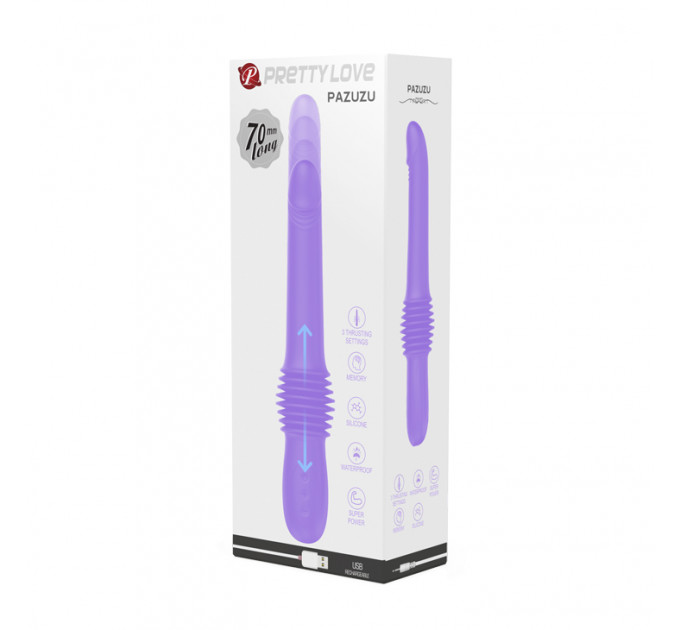 Вибратор с фрикциями Pretty Love Pazuzu Thrusting, фиолетовый, 29.2 х 3.2 см