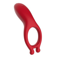 Вібраційне ерекційне кільце Every Night Toys з відростком для стимуляції клітора, червоне