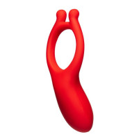 Вібраційне ерекційне кільце Every Night Toys з відростком для стимуляції клітора, червоне