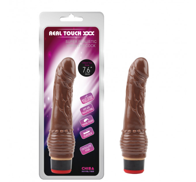 Вибратор Chisa Real Touch XXX реалистичный, коричневый, 19.5 х 3.3 см