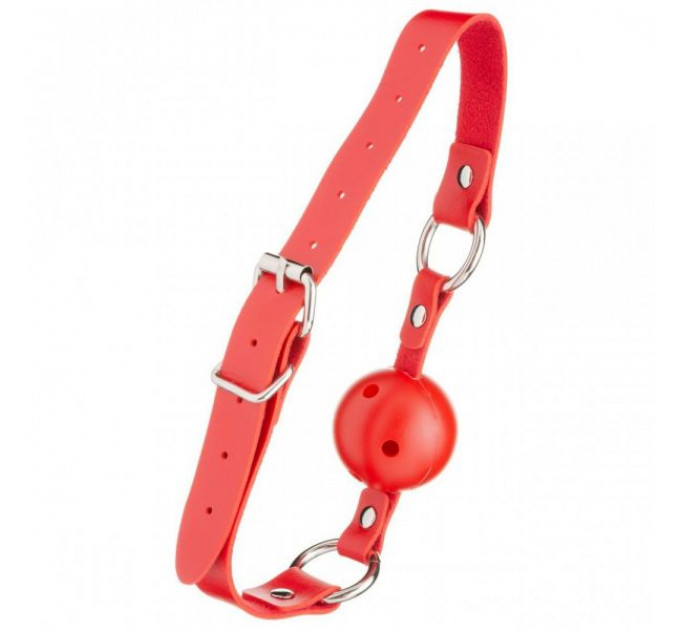 F61401 Кляп из экокожи BREATHABLE BALL GAG RED