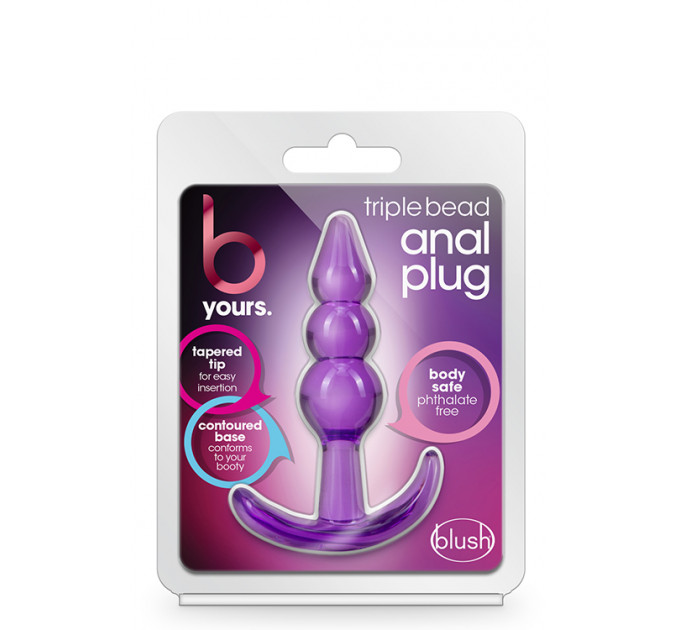Анальный плаг B YOURS TRIPLE BEAD ANAL PLUG PURPLE