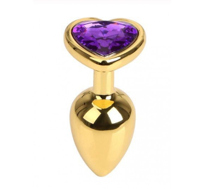 Анальная пробка Gold Metal Heart Dark Violet, M