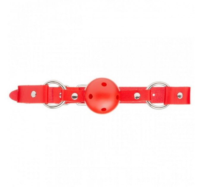 F61401 Кляп из экокожи BREATHABLE BALL GAG RED