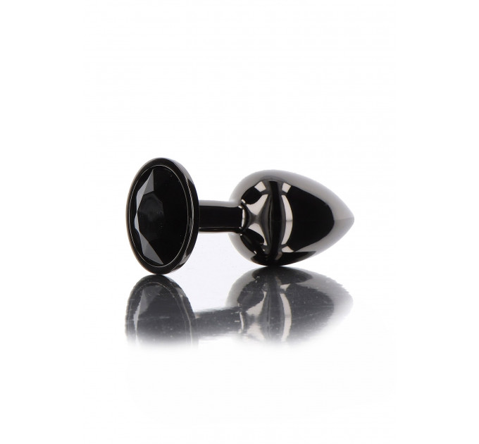 Анальна металева пробка M із чорним каменем Butt Plug With Diamond Jewel Taboom