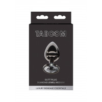 Анальна металева пробка M із чорним каменем Butt Plug With Diamond Jewel Taboom Анальна металева пробка M із чорним каменем Butt Plug With Diamond Jewel Taboom