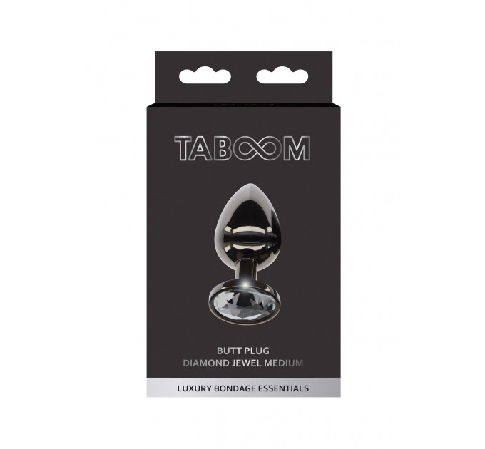 Анальна металева пробка M із чорним каменем Butt Plug With Diamond Jewel Taboom